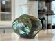 Vintage Makoto Yabe Signed Studio Art Green & White Glazed Ceramic Pottery Vase