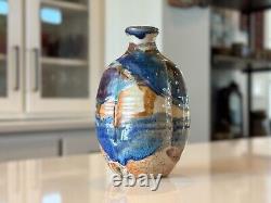 Vintage Makoto Yabe Studio Art Glazed Ceramic Pottery Sake Bottle