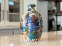 Vintage Makoto Yabe Studio Art Glazed Ceramic Pottery Sake Bottle