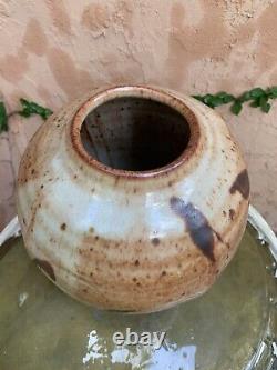 Vintage Malcolm Wright Studio Pottery Vase 11 Tall Japanese Aesthetic Signed
