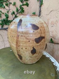 Vintage Malcolm Wright Studio Pottery Vase 11 Tall Japanese Aesthetic Signed