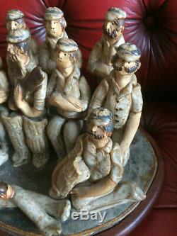 Vintage Marie Whitby Edwardian Cricket Team Figure Group 1977 studio art pottery