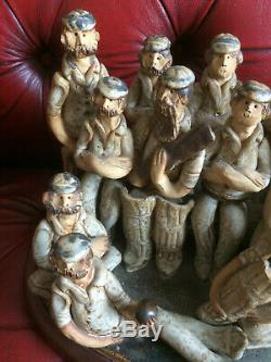 Vintage Marie Whitby Edwardian Cricket Team Figure Group 1977 studio art pottery