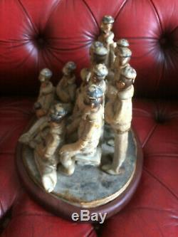 Vintage Marie Whitby Edwardian Cricket Team Figure Group 1977 studio art pottery