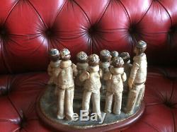 Vintage Marie Whitby Edwardian Cricket Team Figure Group 1977 studio art pottery