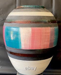 Vintage Mark Nowak Raku Studio Art Pottery Pot Vase 1990 Signed 10 4.4 Libs