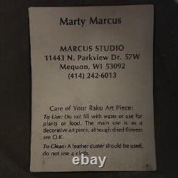 Vintage Marty Marcus Studio Art Raku Pottery Vase/Bowl