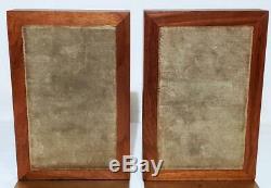 Vintage Martz Marshall Studios Walnut, Ceramic Pottery Tile Bookends Mid-century