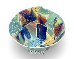 Vintage Mary Vigor Ceramics Abstract Studio Pottery Bowl Postmodern Unique