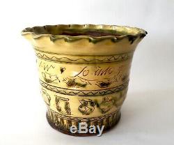 Vintage Mary Wondrausch Slipware Large Jardenere. Motto-Ware Studio Pottery