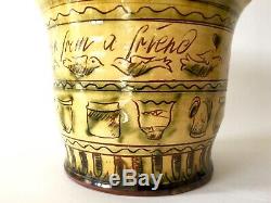 Vintage Mary Wondrausch Slipware Large Jardenere. Motto-Ware Studio Pottery