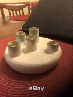 Vintage McCarty Pottery Mid Century Modern Candle Holder Plate Signed Studio Art