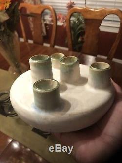 Vintage McCarty Pottery Mid Century Modern Candle Holder Plate Signed Studio Art
