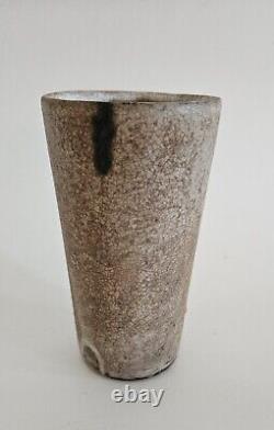 Vintage McCarty Pottery Nutmeg Brown Tumbler or Vase Rivermark Artist Signed