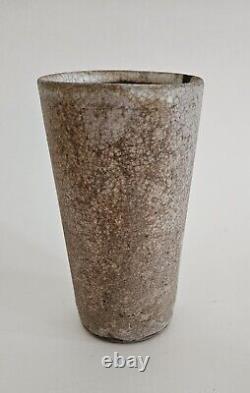 Vintage McCarty Pottery Nutmeg Brown Tumbler or Vase Rivermark Artist Signed