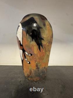 Vintage Melinda Ishida Forster Raku Horse Equestrian Vase Studio Art Pottery
