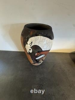 Vintage Melinda Ishida Forster Raku Horse Equestrian Vase Studio Art Pottery