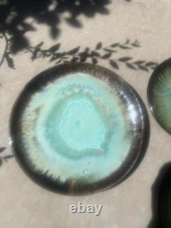 Vintage Merritt Island Potter Florida Studio Pottery 3 Pc Plate Bowl Set Signed