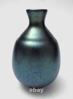 Vintage Metallic Iridescent Crystalline Glazed Studio Pottery Vase Ceramic Art