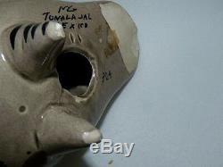 Vintage Mexican Owl Studio Pottery Figurine Signed Tonala Jal Handpainted H 12cm