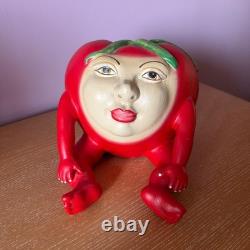 Vintage Mexico Mexican Folk Art Studio Pottery Papaya Fruit Face Head Sculpture