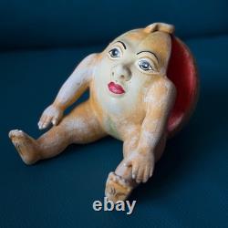 Vintage Mexico Mexican Folk Art Studio Pottery Papaya Fruit Face Head Sculpture