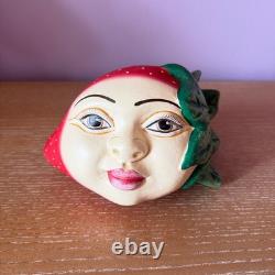 Vintage Mexico Mexican Folk Art Studio Pottery Papaya Fruit Face Head Sculpture