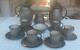 Vintage Michael Leach Yelland Pottery 6 Person Coffee Set With Two Coffee Pots