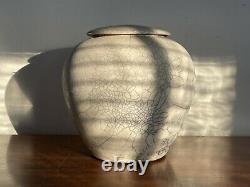 Vintage MidCentury Modern Studio Art Pottery Raku 10 Lidded Jar Pot Vase