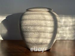 Vintage MidCentury Modern Studio Art Pottery Raku 10 Lidded Jar Pot Vase