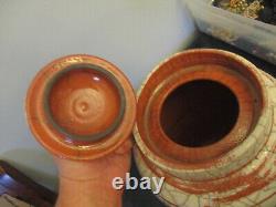 Vintage MidCentury Modern Studio Art Pottery Raku 12 Lidded Jar Pot Vase Signed