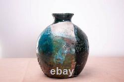 Vintage Mid 20th Century Stoneware Studio Pottery Bulbous Clay Vase