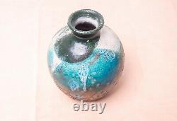 Vintage Mid 20th Century Stoneware Studio Pottery Bulbous Clay Vase