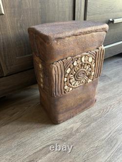 Vintage Mid Century 1970s Signed Chan Studio Pottery Block Stand Plant Stand