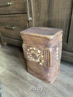 Vintage Mid Century 1970s Signed Chan Studio Pottery Block Stand Plant Stand