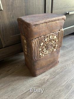 Vintage Mid Century 1970s Signed Chan Studio Pottery Block Stand Plant Stand