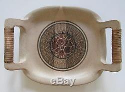 Vintage Mid-Century 70's Art Studio Pottery Serving Tray Reed Handles Bill Davis