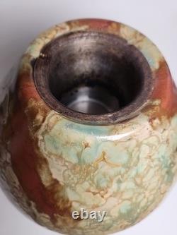 Vintage Mid Century Art Pottery Vase Lava Crater Glaze Studio Ceramic MCM