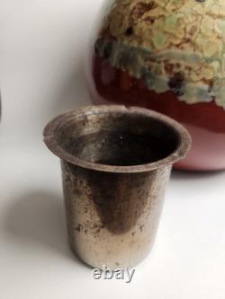 Vintage Mid Century Art Pottery Vase Lava Crater Glaze Studio Ceramic MCM