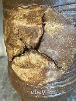 Vintage Mid Century Brutalist Pottery Sculpture Vase 12 Tall