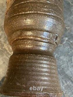 Vintage Mid Century Brutalist Pottery Sculpture Vase 12 Tall