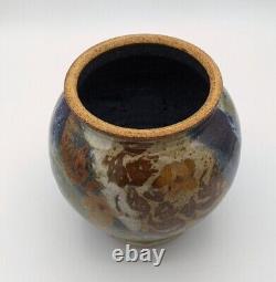 Vintage Mid Century Cecil Strawn Ceramic Pottery Vase Signed MCM