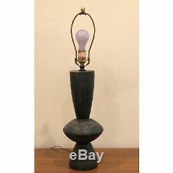Vintage Mid-Century Charcoal Gray Studio Pottery Lamp