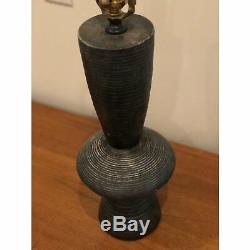 Vintage Mid-Century Charcoal Gray Studio Pottery Lamp
