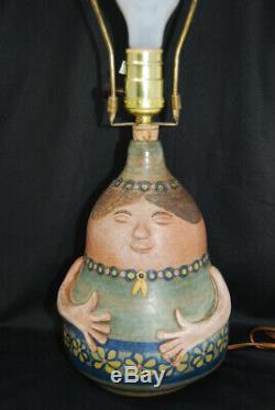 Vintage Mid Century Jane Wherrette NW Studio Pottery Figural Lamp Woman Face