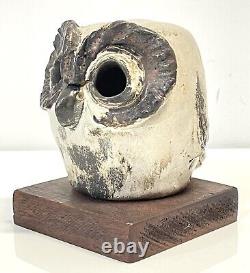 Vintage Mid Century Jarl Hesselbarth Modernist Studio Art Pottery Owl Sculpture
