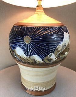 Vintage Mid Century Modern Brutalist Ceramic Bitossi Era Studio Pottery Lamp
