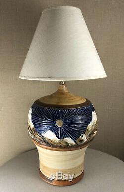Vintage Mid Century Modern Brutalist Ceramic Bitossi Era Studio Pottery Lamp