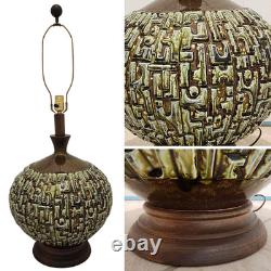 Vintage Mid-Century Modern Brutalist Studio Pottery Ceramic Table Lamp Lg Scale