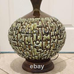 Vintage Mid-Century Modern Brutalist Studio Pottery Ceramic Table Lamp Lg Scale